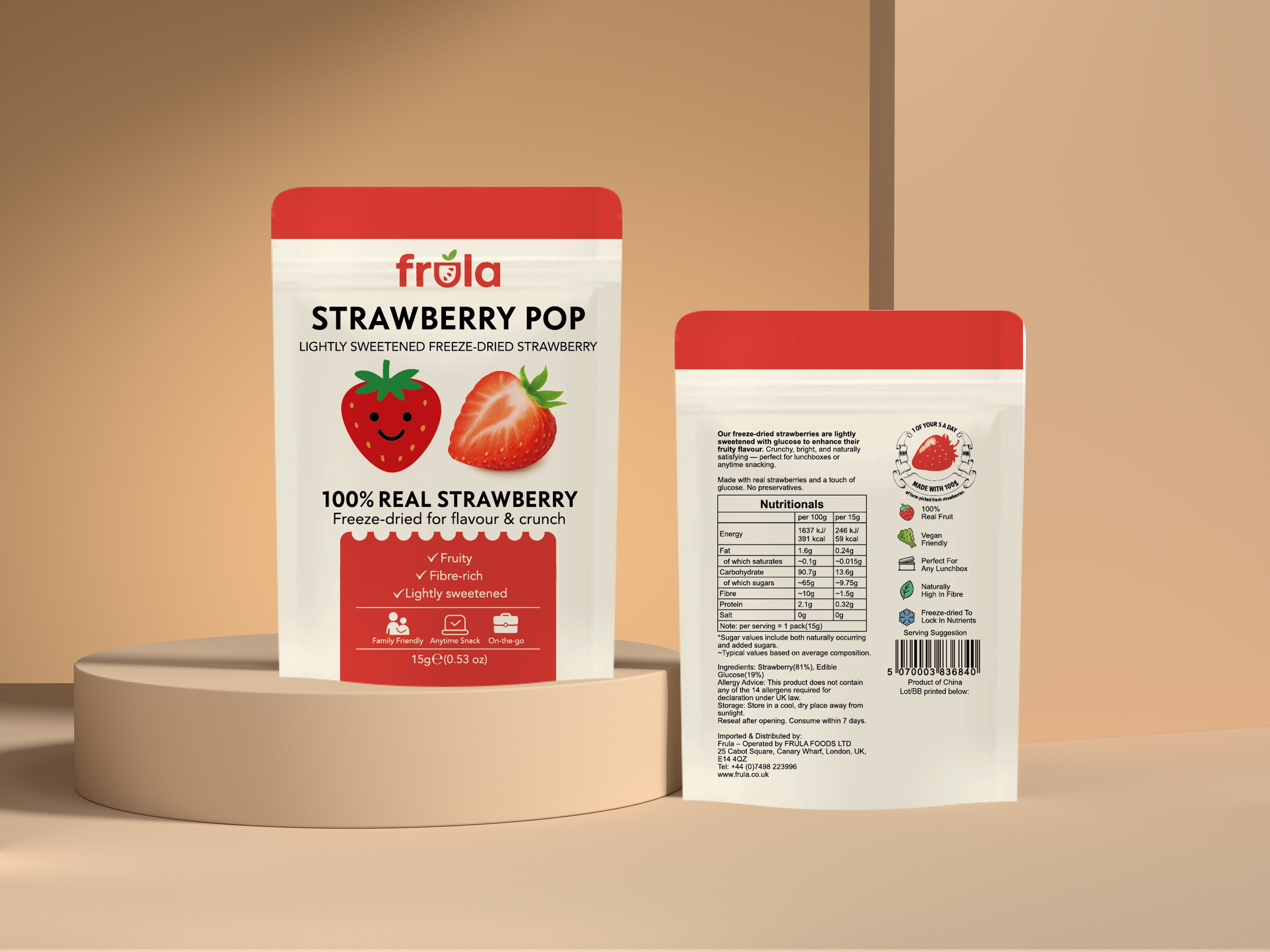 STRAWBERRY POP - FREEZE-DRIED STRAWBERRY (LIGHTLY SWEETENED)