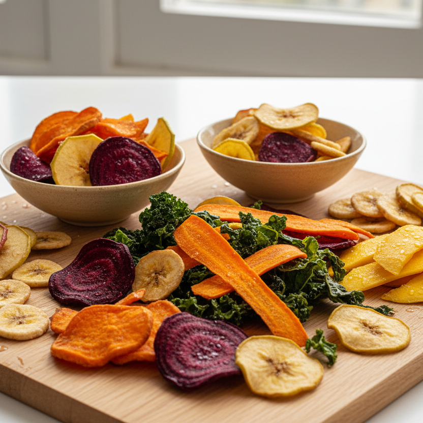 vegetable chips and fruit crisps